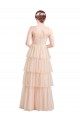 V-Neck Long Tulle Pink Sleeveless Semi Formal Evening Dress / Bridesmaid Dress Victoria