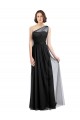 One Shoulder Long Tulle Black Sleeveless Bridesmaid Dress Victoria