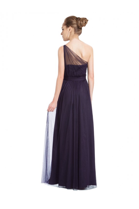 One Shoulder Long Tulle Black Sleeveless Bridesmaid Dress Victoria