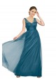 V-Neck Long Tulle Teal Green Sleeveless Bridesmaid Dress Victoria