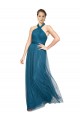 High Neck Long Tulle Teal Green Sleeveless Bridesmaid Dress Victoria