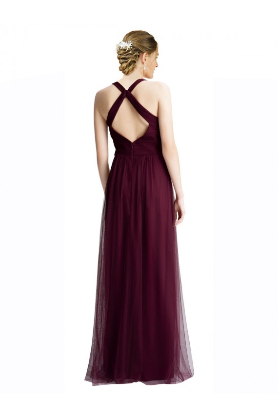 V-Neck Long Tulle Red Sleeveless Bridesmaid Dress / Evening Dress Victoria