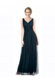 V-Neck Long Tulle Blue Sleeveless Bridesmaid Dress Victoria