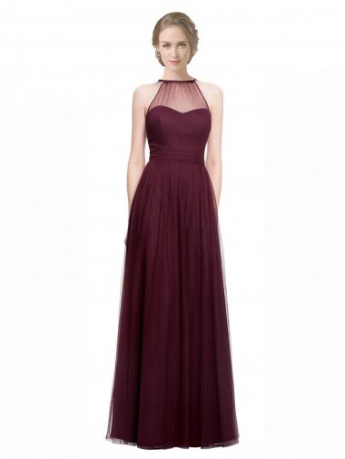 Sweetheart Long Tulle Red Sleeveless Bridesmaid Dress Victoria