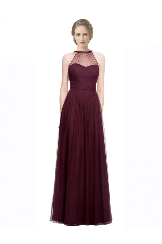 Sweetheart Long Tulle Red Sleeveless Bridesmaid Dress Victoria