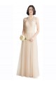 Illusion Neck Long Tulle & Lace Ivory Sleeveless Bridesmaid Dress Victoria