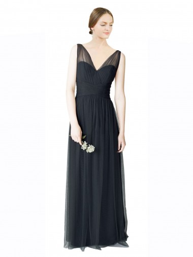 Sweetheart Long Tulle Pewter Sleeveless Formal Dress / Bridesmaid Dress Victoria