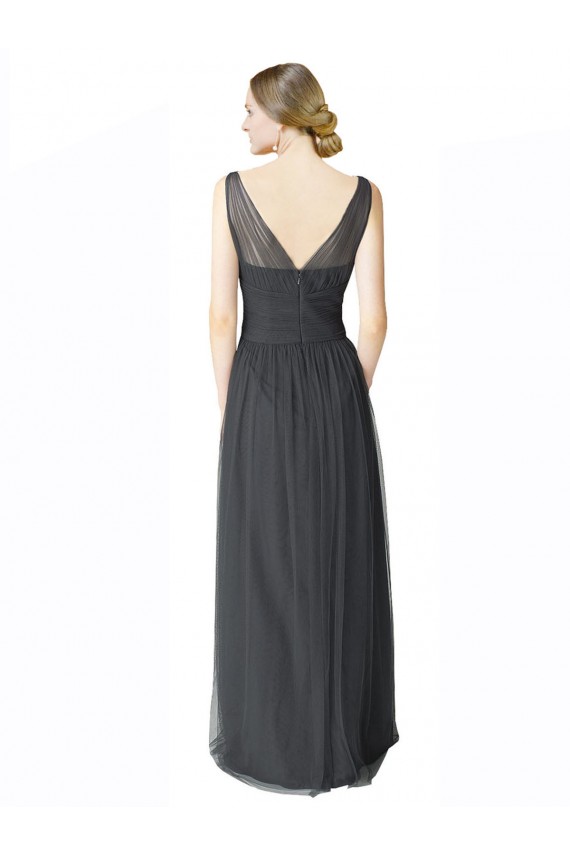 Sweetheart Long Tulle Pewter Sleeveless Formal Dress / Bridesmaid Dress Victoria