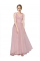 V-Neck Long Tulle Pink Sleeveless Bridesmaid Dress Victoria