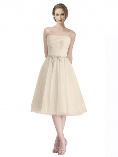 Strapless Cocktail Length Tulle Sleeveless Bridesmaid Dress Victoria