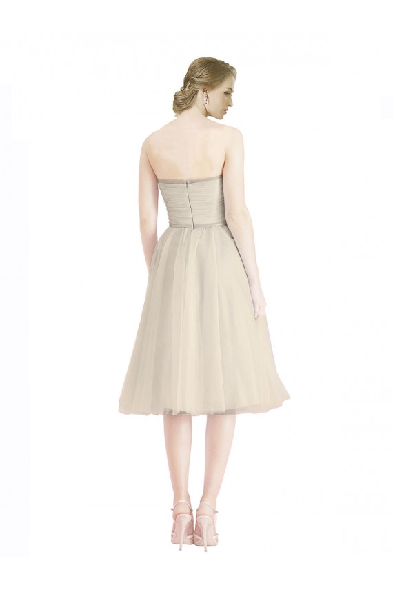 Strapless Cocktail Length Tulle Sleeveless Bridesmaid Dress Victoria