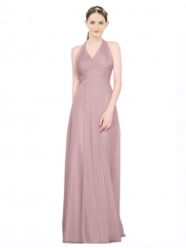 V-Neck Long Tulle Sleeveless Bridesmaid Gown Victoria