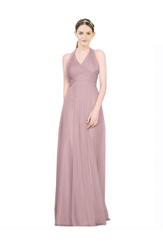 V-Neck Long Tulle Sleeveless Bridesmaid Gown Victoria
