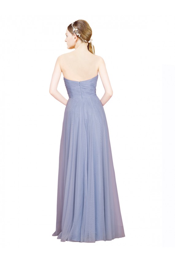Strapless Long Tulle Light Sky Blue Sleeveless Formal Dress / Bridesmaid Dress Victoria