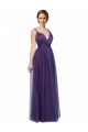Bateau Neck Long Tulle Purple Sleeveless Bridesmaid Dress Victoria