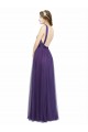 Bateau Neck Long Tulle Purple Sleeveless Bridesmaid Dress Victoria