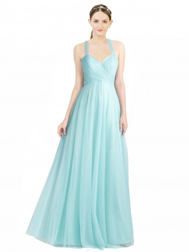 Sweetheart Long Tulle Mint Green Sleeveless Bridesmaid Dress Victoria