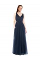 V-Neck Long Tulle Dark Navy Sleeveless Bridesmaid Dress Victoria