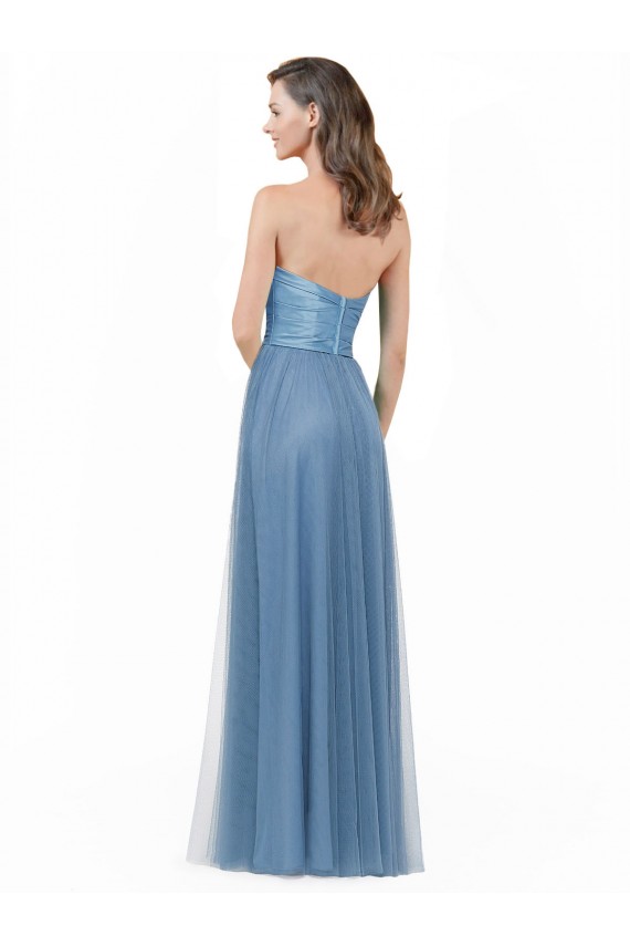 Strapless Long Satin & Tulle Sleeveless Bridesmaid Dress Victoria