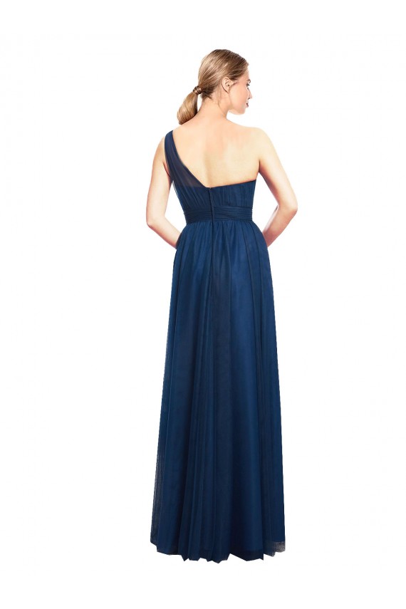 One Shoulder Long Tulle Black Sleeveless Bridesmaid Dress / Evening Dress Victoria