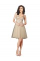 V-Neck Knee Length Tulle & Lace Champagne Sleeveless Bridesmaid Dress Victoria