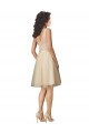 V-Neck Knee Length Tulle & Lace Champagne Sleeveless Bridesmaid Dress Victoria