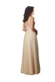 V-Neck Long Tulle & Lace Champagne Sleeveless Bridesmaid Dress Victoria