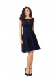 Bateau Neck Knee Length Tulle & Lace Dark Navy Sleeveless Bridesmaid Dress Victoria