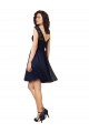 Bateau Neck Knee Length Tulle & Lace Dark Navy Sleeveless Bridesmaid Dress Victoria