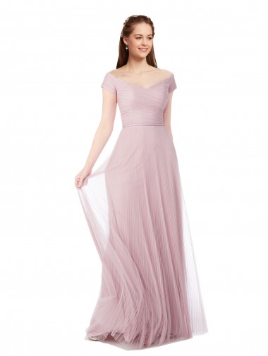 Off the Shoulder Long Tulle Sleeveless Bridesmaid Dress / Evening Dress Victoria
