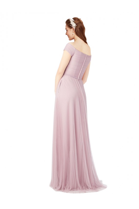 Off the Shoulder Long Tulle Sleeveless Bridesmaid Dress / Evening Dress Victoria