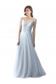 V-Neck Long Soft Tulle Light Sky Blue Sleeveless Bridesmaid Dress Victoria