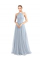 Halter Neck Long Tulle Light Sky Blue Sleeveless Bridesmaid Dress Victoria
