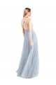 Halter Neck Long Tulle Light Sky Blue Sleeveless Bridesmaid Dress Victoria