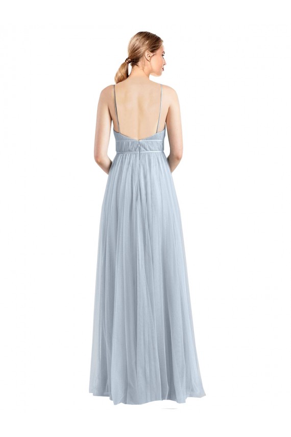 V-Neck Long Tulle Light Sky Blue Sleeveless Evening Dress / Bridesmaid Dress Victoria