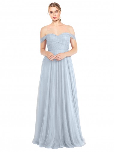 Strapless Long Tulle Light Sky Blue Sleeveless Evening Dress / Bridesmaid Dress Victoria