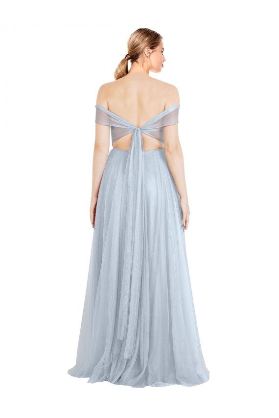 Strapless Long Tulle Light Sky Blue Sleeveless Evening Dress / Bridesmaid Dress Victoria