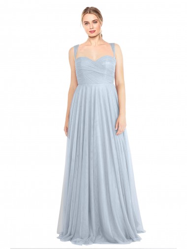 Sweetheart Long Tulle Light Sky Blue Sleeveless Evening Gown / Bridesmaid Dress Victoria