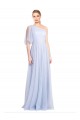 One Shoulder Long Tulle Light Sky Blue Flutter Sleeves Bridesmaid Dress Victoria
