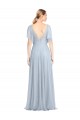 V-Neck Long Tulle Light Sky Blue Flutter Sleeves Bridesmaid Dress / Evening Dress Victoria