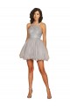 Halter Neck Short Tulle Silver Sleeveless Bridesmaid Dress Victoria