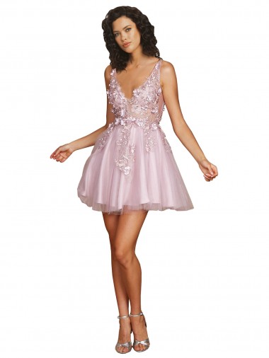 V-Neck Short Tulle Sleeveless Bridesmaid Dress Victoria