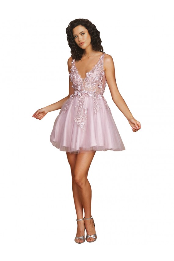 V-Neck Short Tulle Sleeveless Bridesmaid Dress Victoria