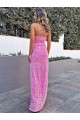 Halter Neck Long Velvet Sequin Sleeveless Prom Dress Victoria