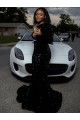 One Shoulder Sweep Train Velvet Sequin Black Long Sleeves Prom Dress Victoria