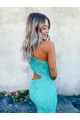 One Shoulder Sweep Train Velvet Sequin Sleeveless Prom Dresses Victoria