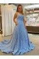 Scoop Neck Court Train Velvet Sequin Sleeveless Prom Dress / Evening Dress Victoria