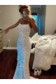Spaghetti Straps Sweep Train Velvet Sequin Sleeveless Evening Dress Victoria