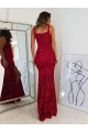 Square Neck Long Velvet Sequin Burgundy Sleeveless Prom Dress Victoria