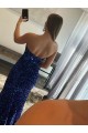 Strapless Sweep Train Velvet Sequin Fuchsia Sleeveless Prom Dress Victoria